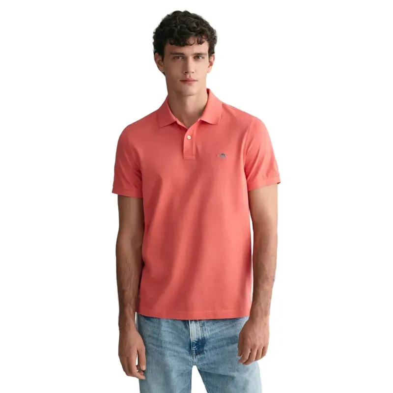Gant Regular Fit Shield Pique Polo Shirt Sunset Pink-1