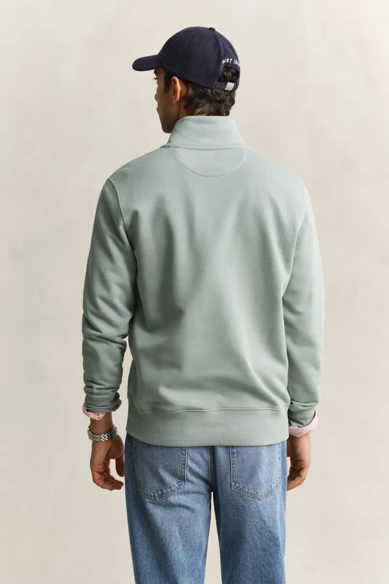 Gant Shield Half Zip Sweatshirt in Ceramic Grey-2