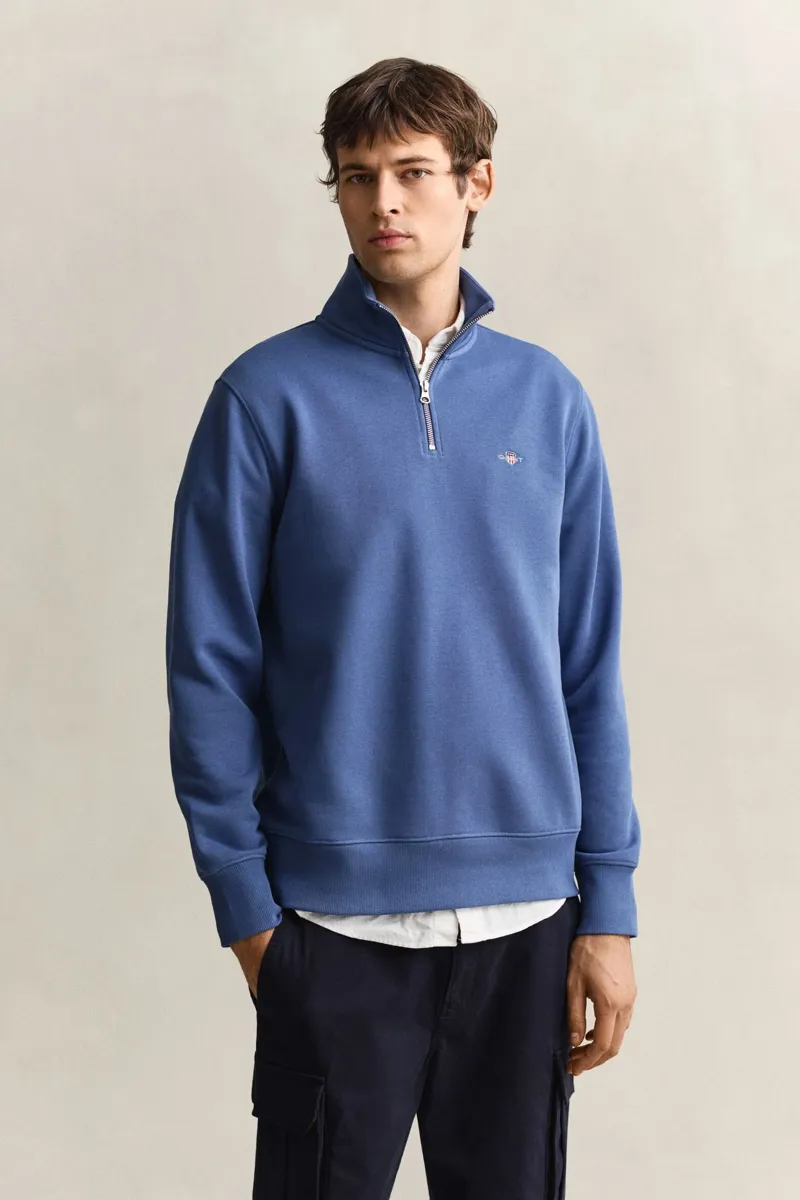 Gant Shield Half Zip Sweatshirt in Vintage Blue-1