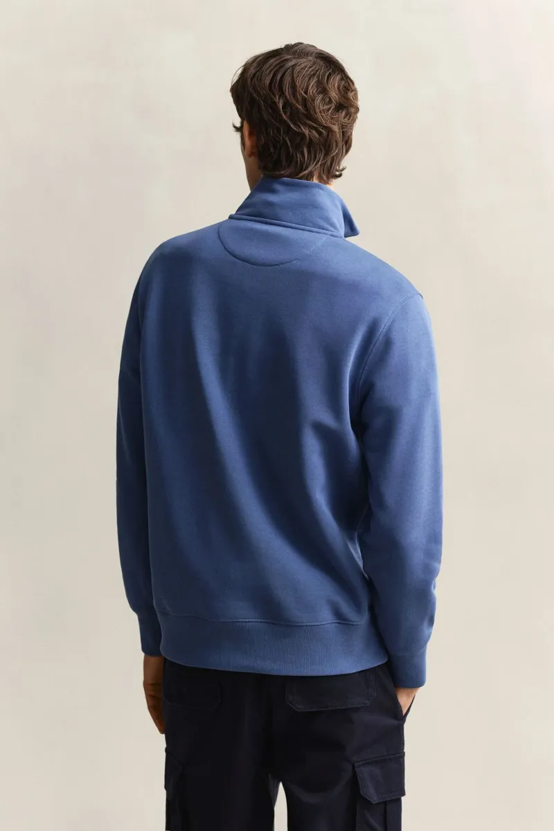 Gant Shield Half Zip Sweatshirt in Vintage Blue-4