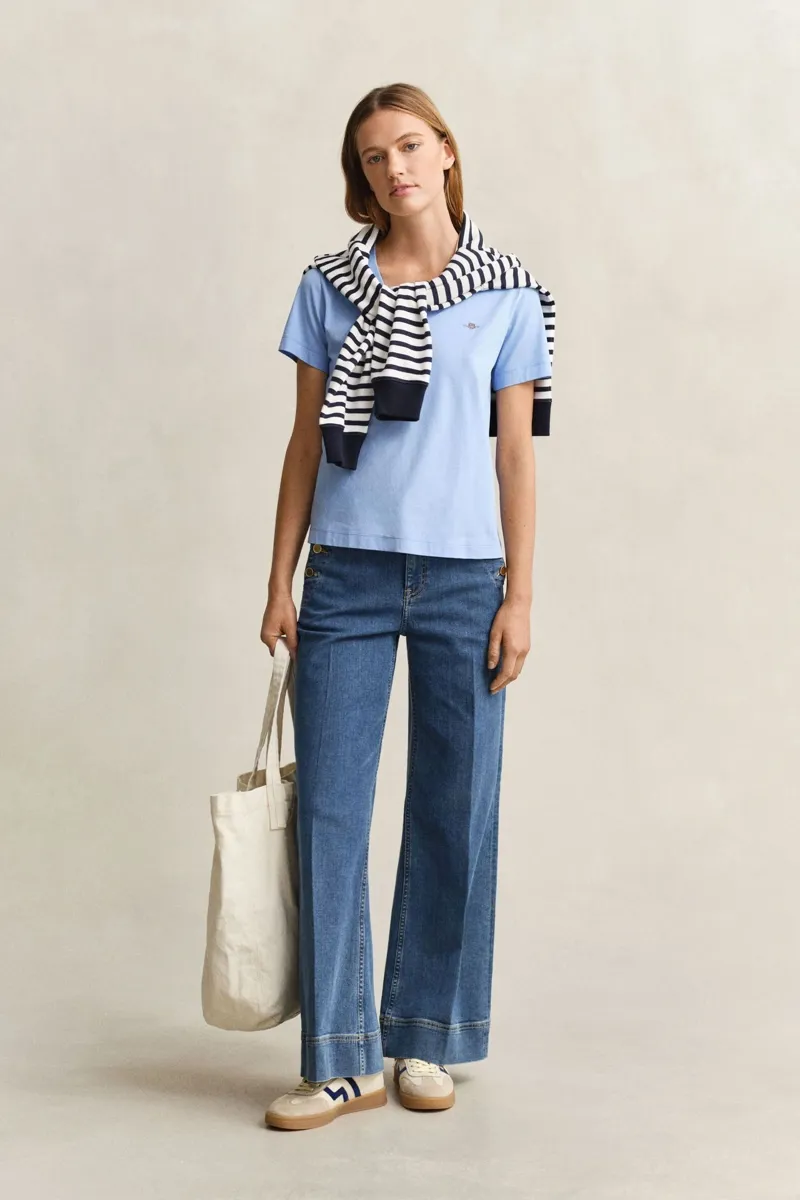 Gant Shield V-Neck T-Shirt Short Sleeve Palace Blue-4