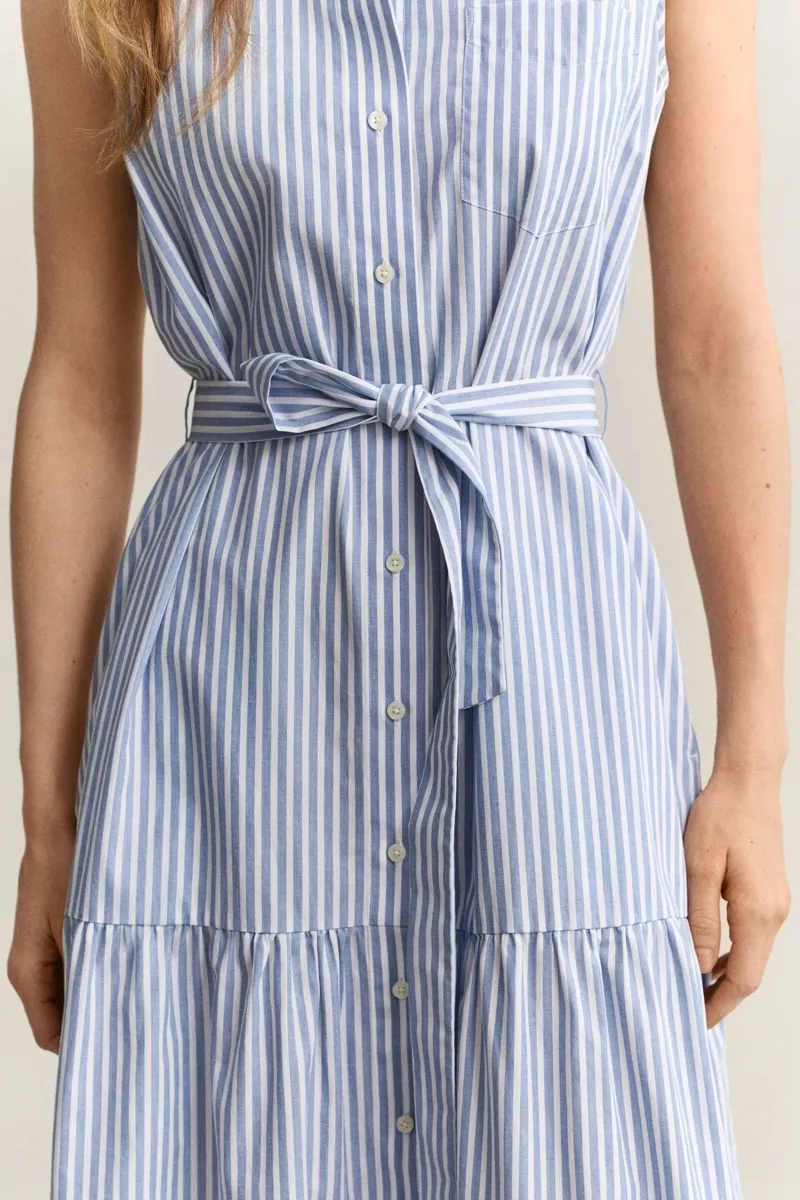 Gant Sleeveless Striped Cotton Dress Hydrangea Blue-5