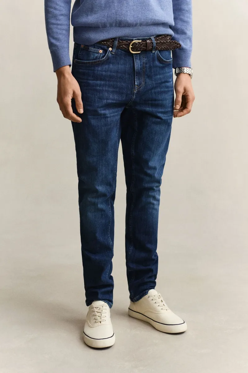Gant Slim Fit Jeans in Mid Blue Worn In-2