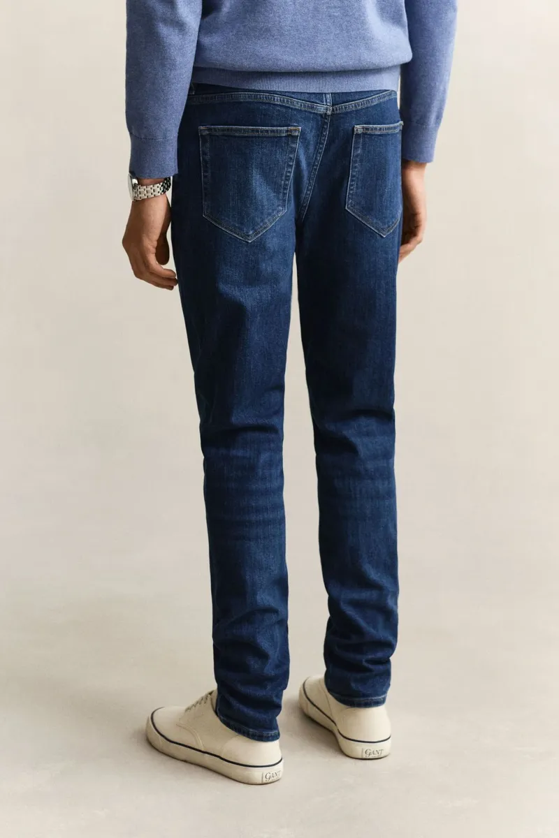 Gant Slim Fit Jeans in Mid Blue Worn In-3