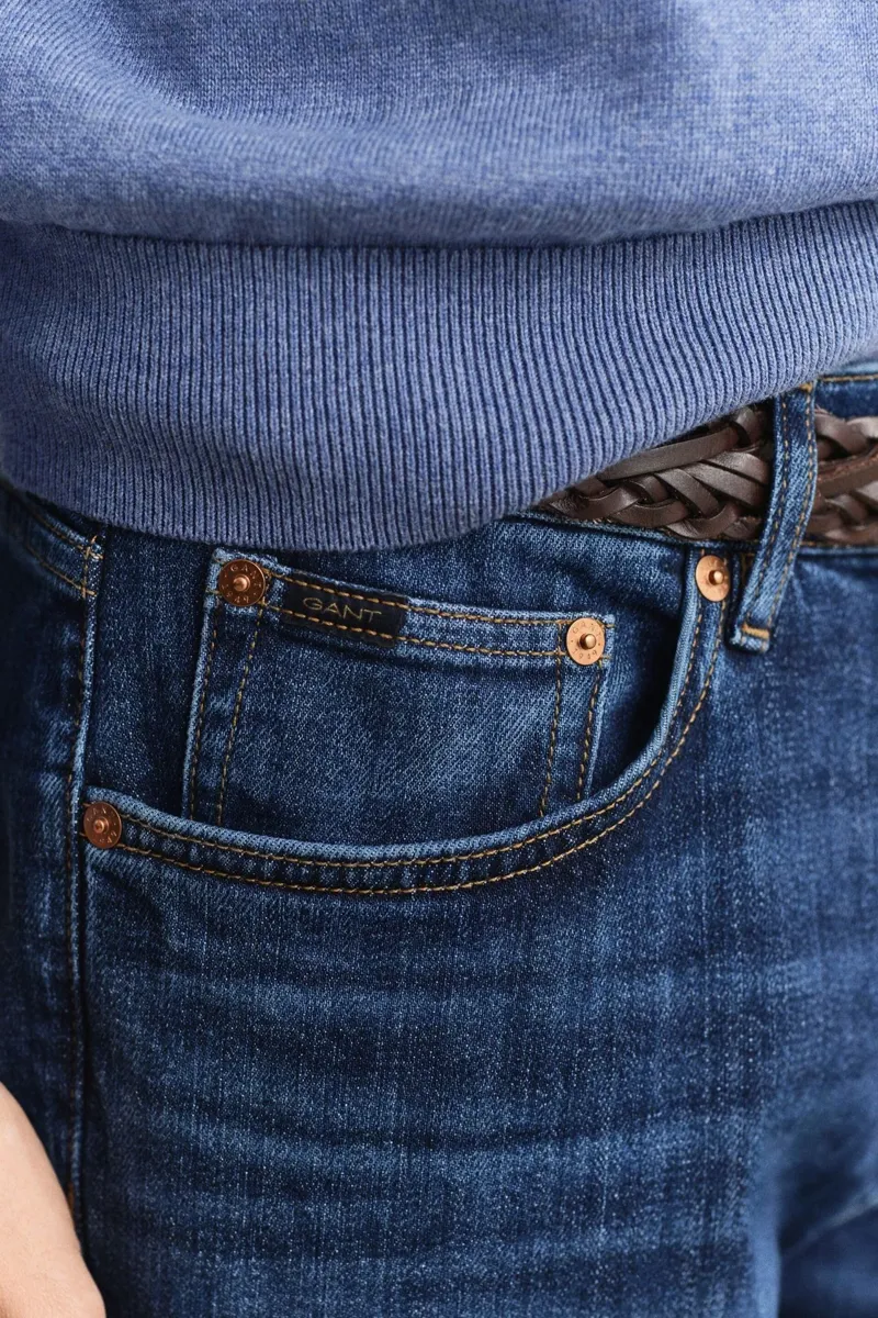 Gant Slim Fit Jeans in Mid Blue Worn In-4