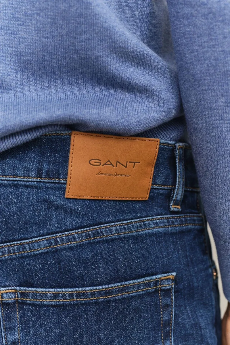 Gant Slim Fit Jeans in Mid Blue Worn In-5