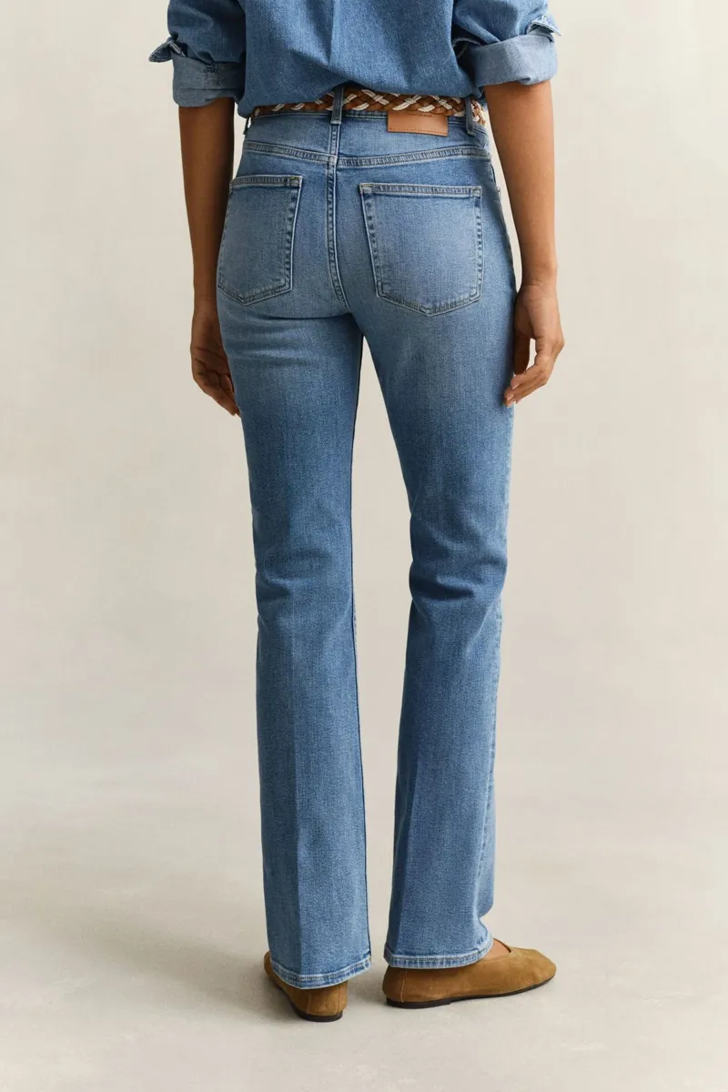 Gant Slim Flare Stretch Jeans in Semi Light Blue Broken In-3