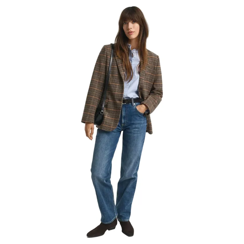 Gant Straight Leg Stretch Jeans Mid Blue Broken In-1