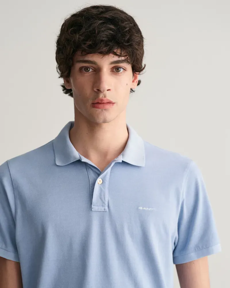Gant Sunfaded Piqué Polo Shirt Dove Blue-3
