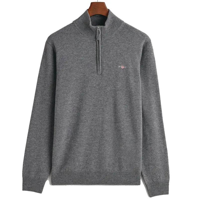 Gant Superfine Lambswool Half Zip Charcoal Melange