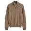 Gant Superfine Lambswool Half Zip Sweater in Light Brown Melange