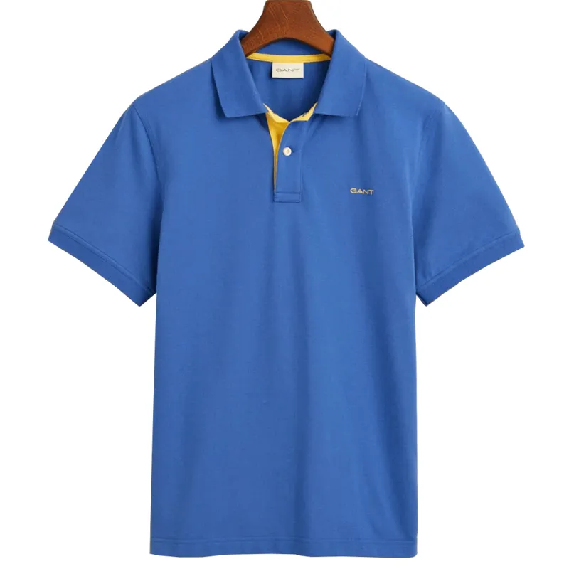 Gant Contrast Piqué Polo Shirt Rich Blue