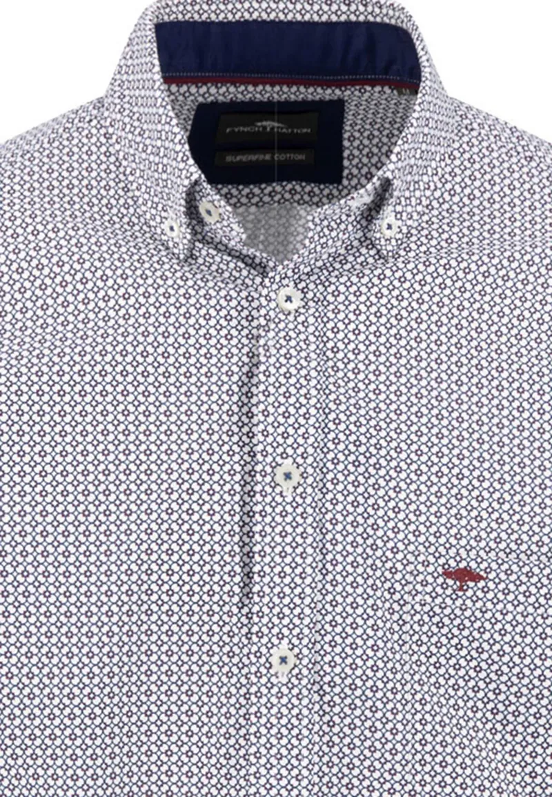 Fynch-Hatton Geometric Print Button Down Shirt in Deep Merlot-1