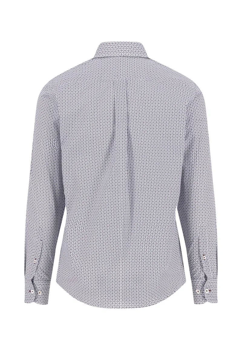 Fynch-Hatton Geometric Print Button Down Shirt in Deep Merlot-2