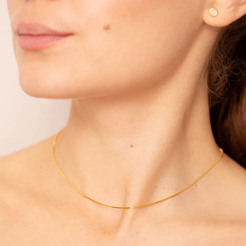 Gold Trip Mini Box Chain Necklace in Gold-1