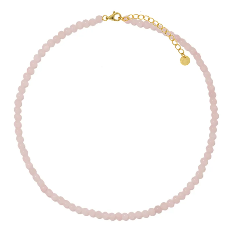 Gold Trip Rose Quartz Beaded Necklace in Gold
