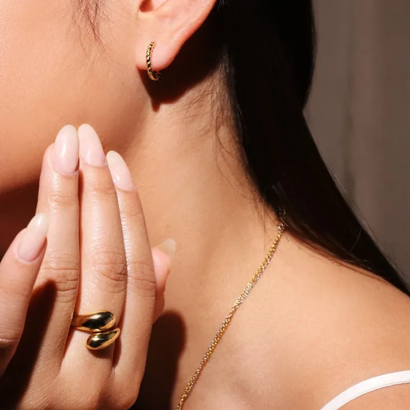 Gold Trip Twist Hoop Earrings in Gold-1