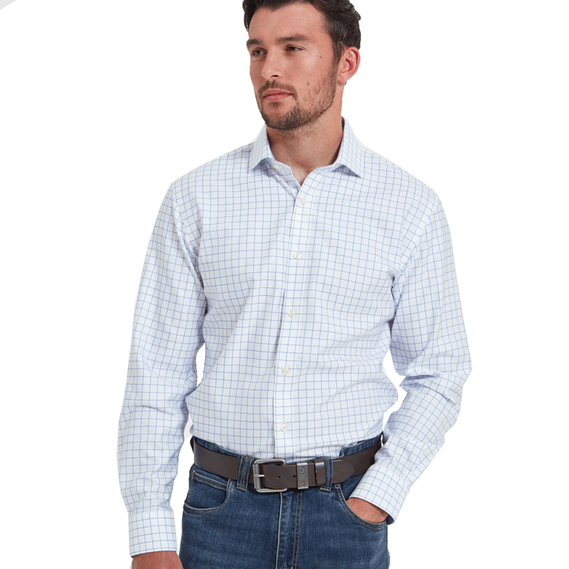 Schoffel Greenwich Tailored Shirt Light Blue Check-2