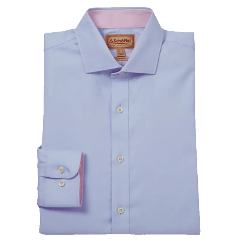 Schoffel Greenwich Tailored Shirt Light Blue Diagonal Stripe