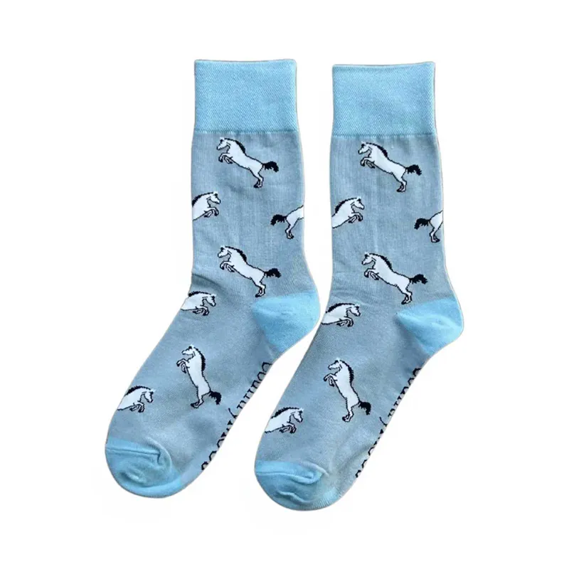 Country Moos Grey Horse Crew Socks UK3.5 - 6