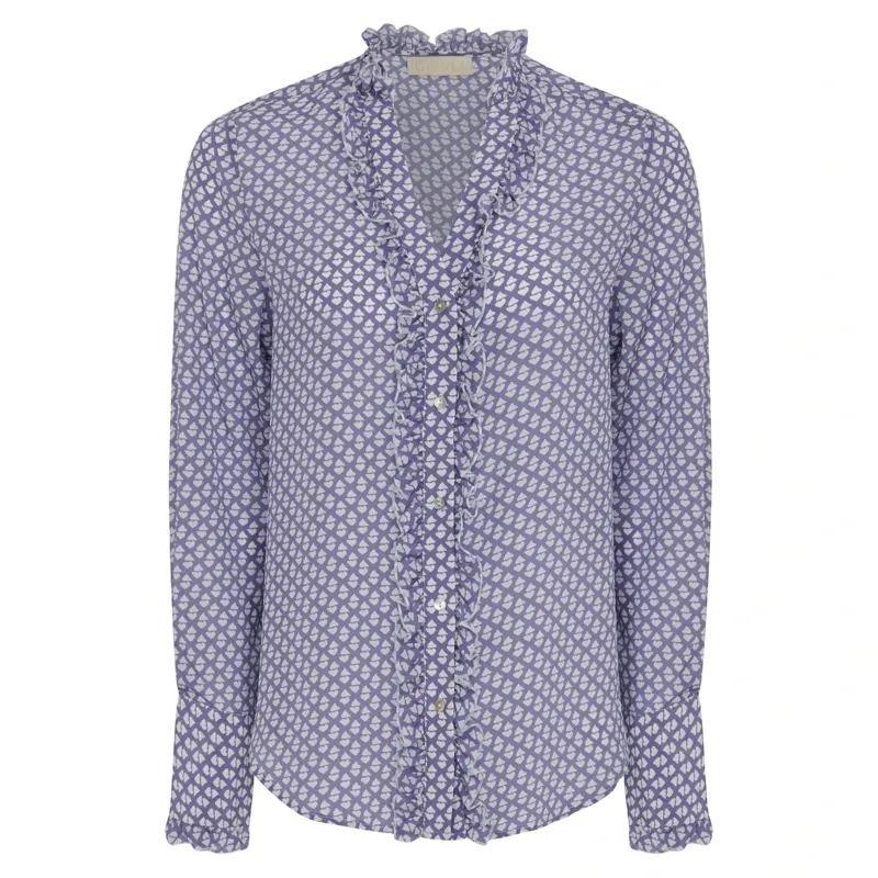 Guinea Emily Silk Blouse in Pale Blue Heart