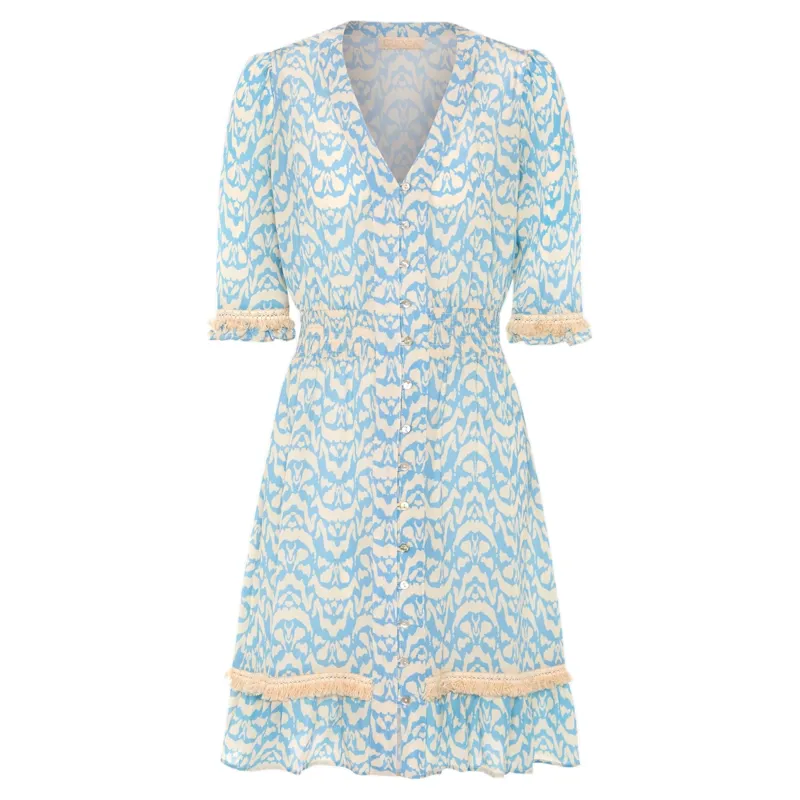 Guinea Izzy Summer Dress in Pale Blue and Cream