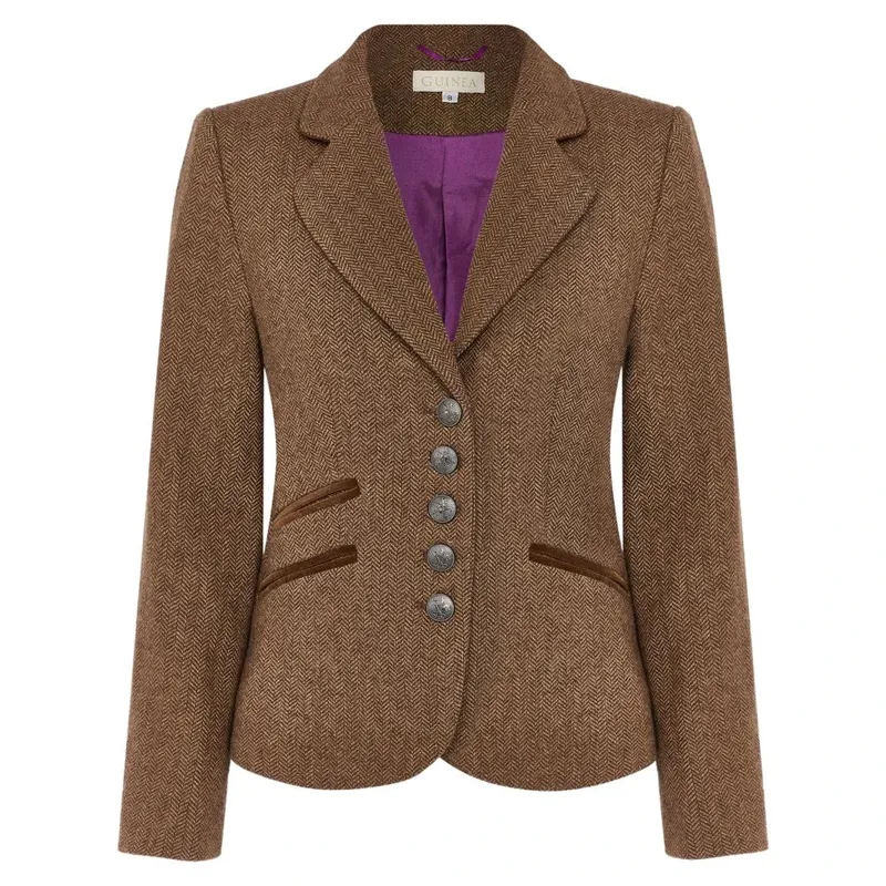 Guinea Kensington Brown Herringbone Tweed Jacket in Fawn