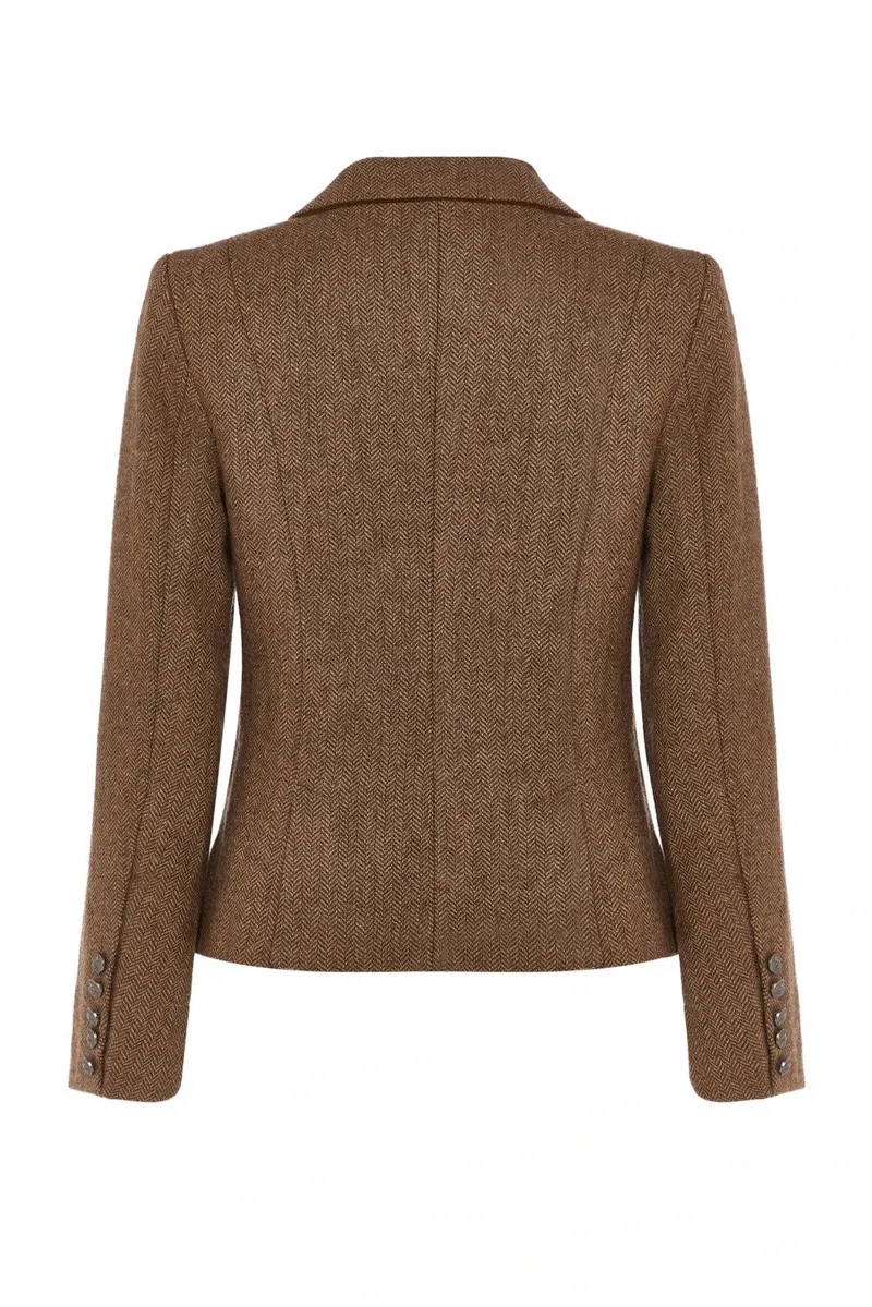 Guinea Kensington Brown Herringbone Tweed Jacket in Fawn-1