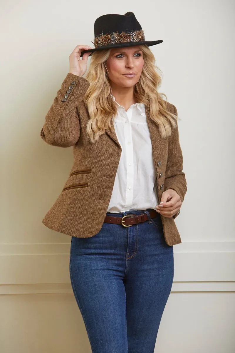 Guinea Kensington Brown Herringbone Tweed Jacket in Fawn-4