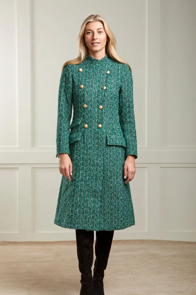 Guinea Knightsbridge Boucle Coat in Green-1