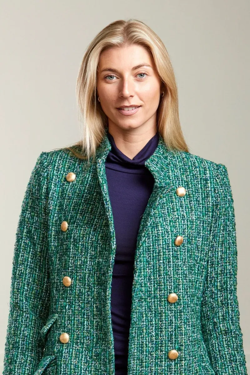 Guinea Knightsbridge Boucle Coat in Green-4