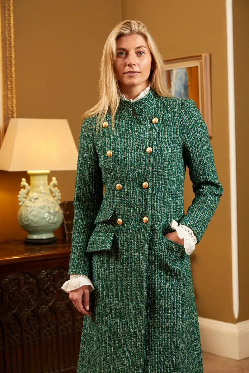 Guinea Knightsbridge Boucle Coat in Green-5