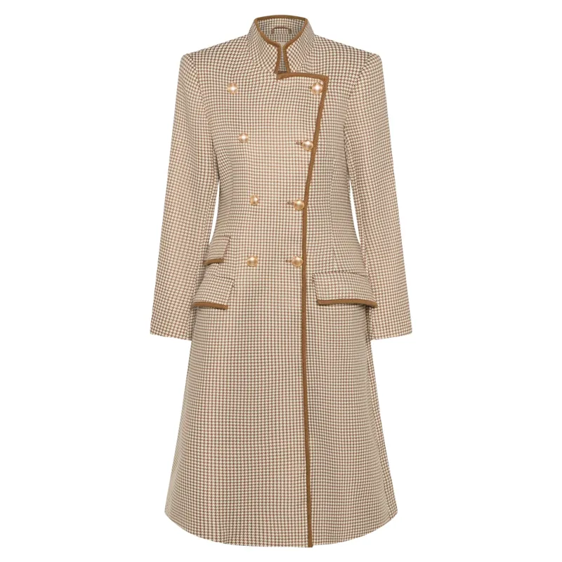 Guinea Knightsbridge Coat in Fawn Houndstooth