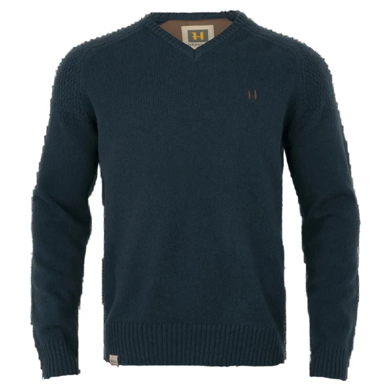 Harkila Vincent Merino V-Neck Pullover in Dark Navy
