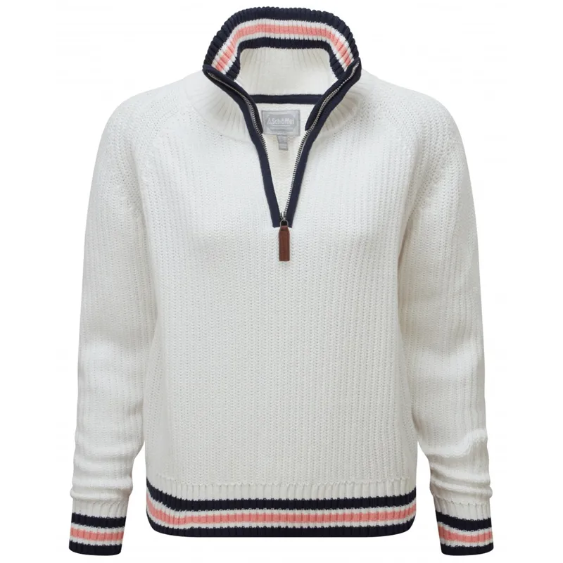 Schoffel Havelet Bay Quarter Zip Jumper Soft White/Blush