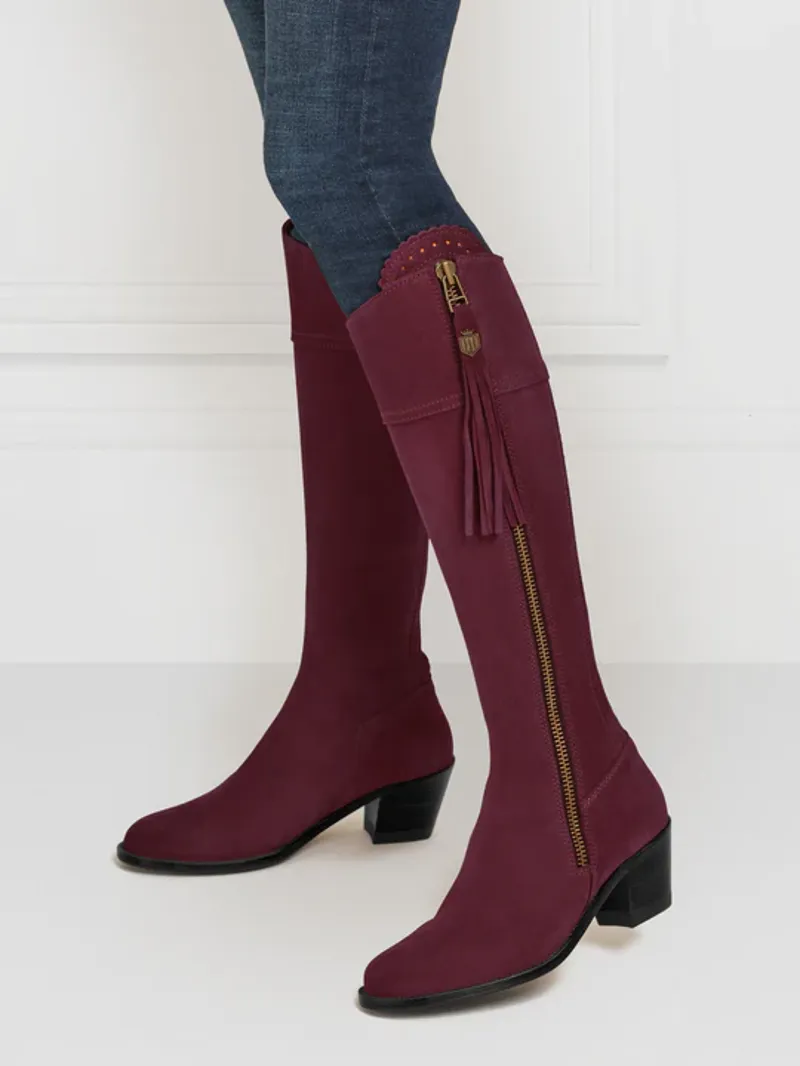 Fairfax and Favor Heeled Regina Boots Plum Suede-1