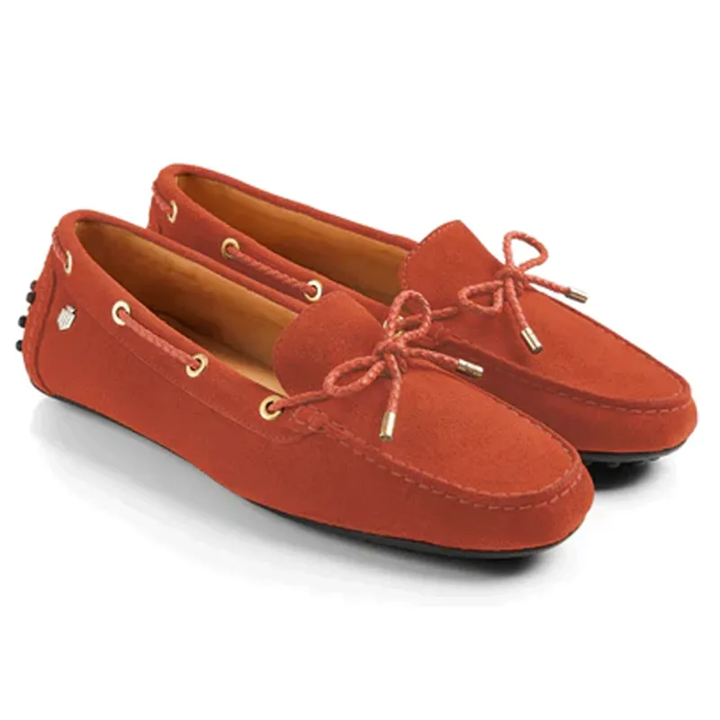 Fairfax and Favor Henley Suede Driving Shoes Sunset Orange
