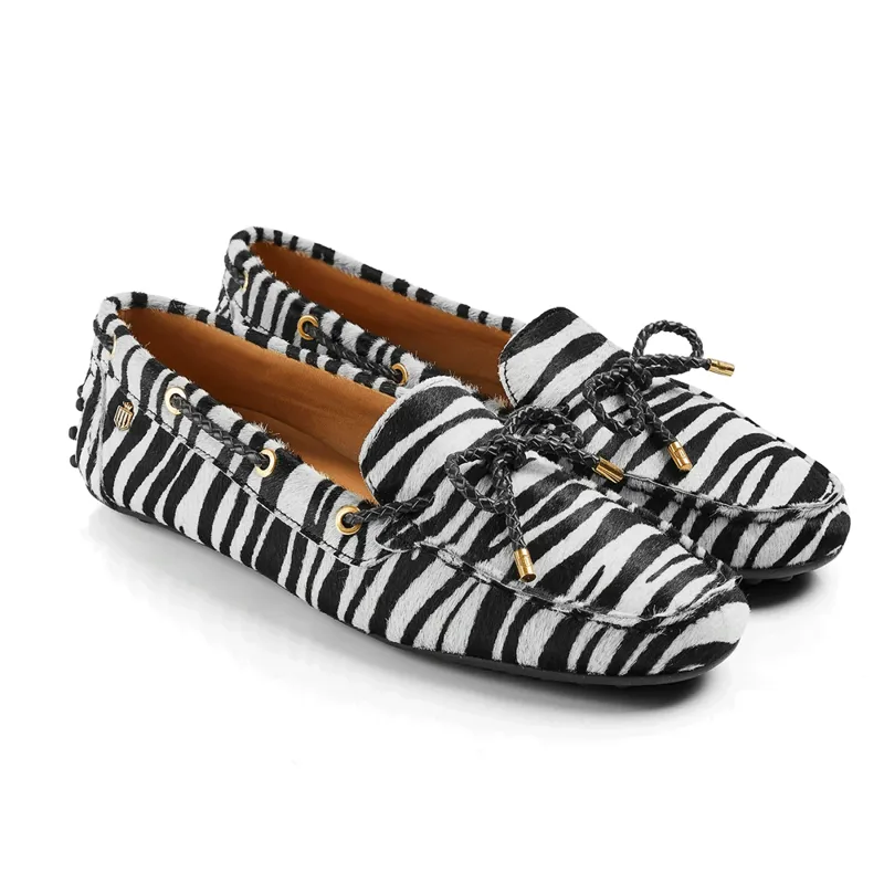 Fairfax and Favor Henley Driving Shoes Zebra Haircalf