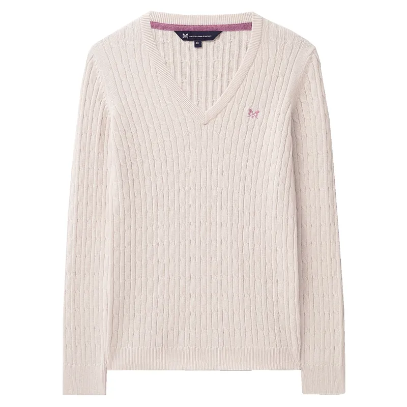 Crew Heritage Cable V Neck Rose Water