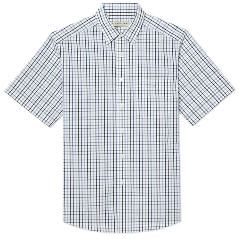 RM Williams Hervey Shirt White Navy Blue