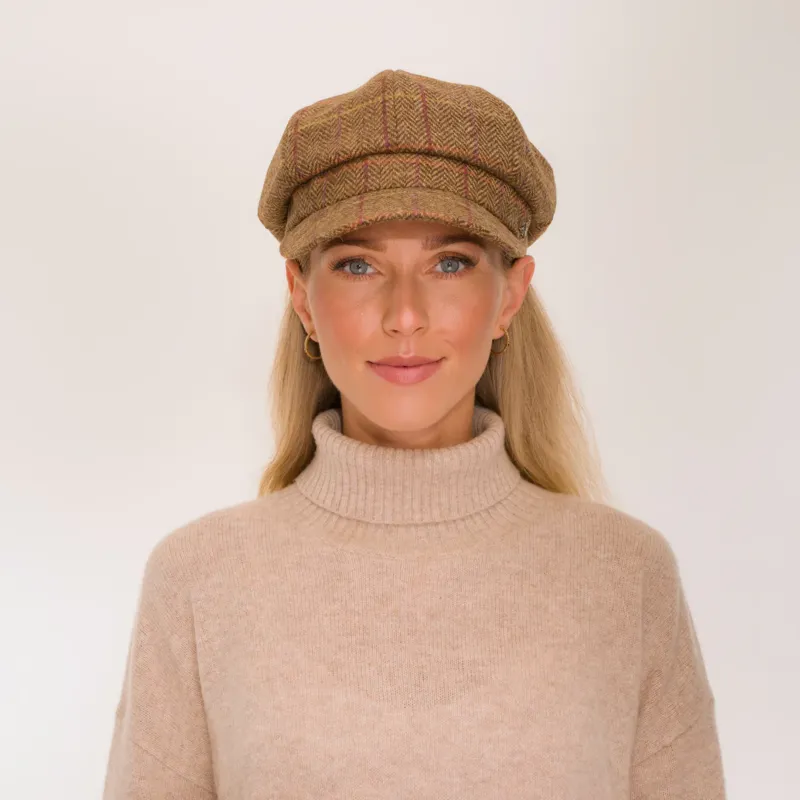 Hicks and Brown Higham Tweed Ladies Baker Boy Cap Chestnut-1
