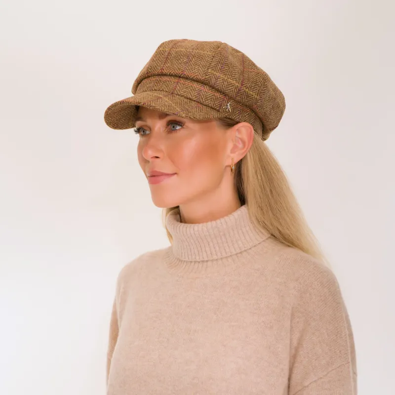 Hicks and Brown Higham Tweed Ladies Baker Boy Cap Chestnut-2