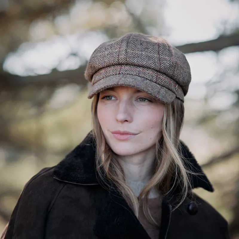 Hicks and Brown Higham Tweed Ladies Baker Boy Cap Chestnut-5