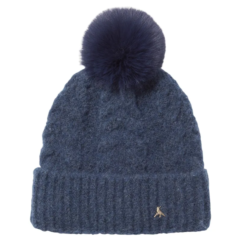Hicks and Brown Langham Pom Beanie in Airforce Blue