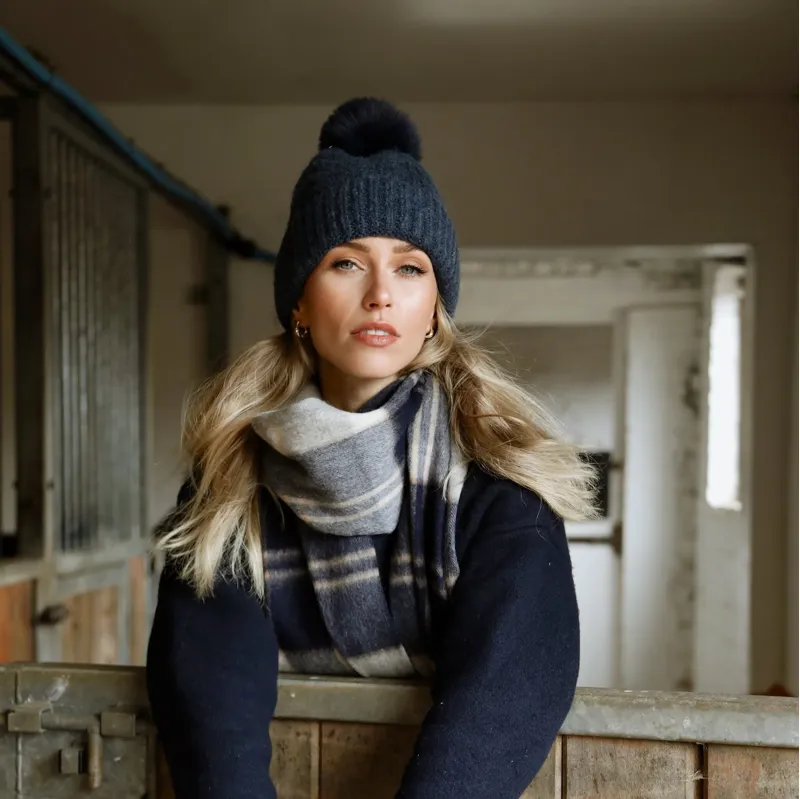 Hicks and Brown Langham Pom Beanie in Airforce Blue-1