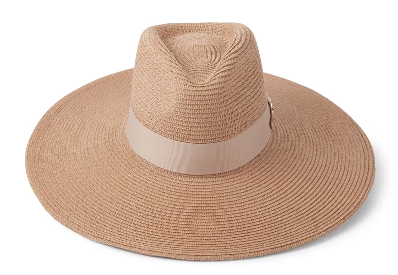 Hicks and Brown Pebmarsh Fedora Natural in Natural/Champagne Ribbon-1