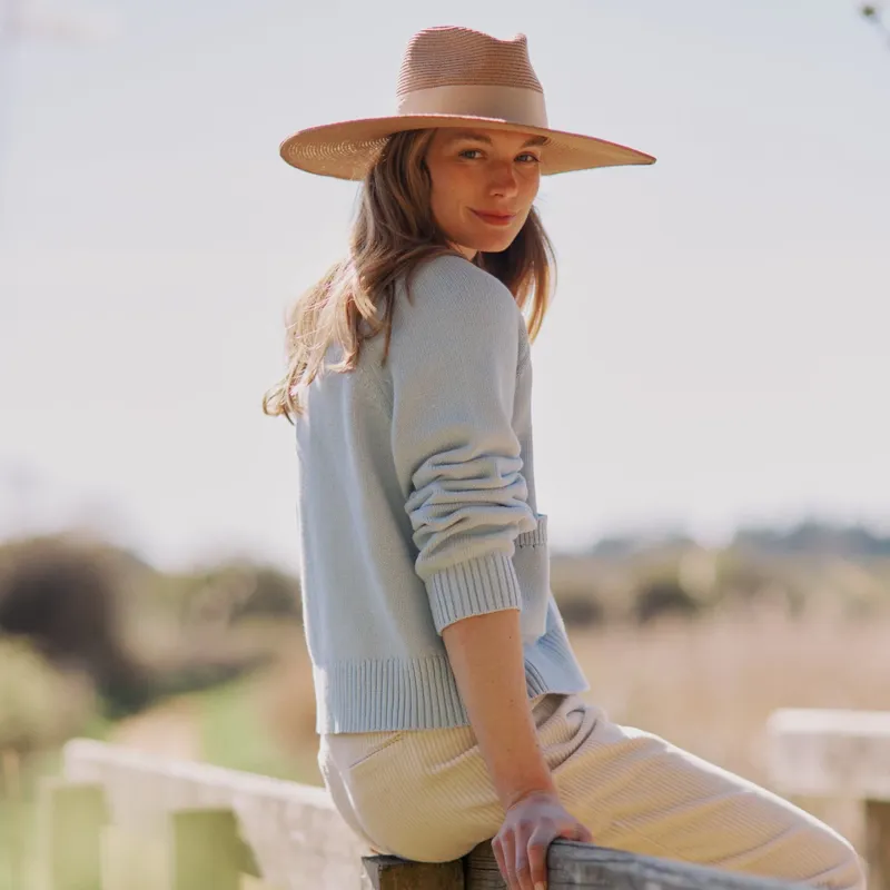 Hicks and Brown Pebmarsh Fedora Natural in Natural/Champagne Ribbon-5