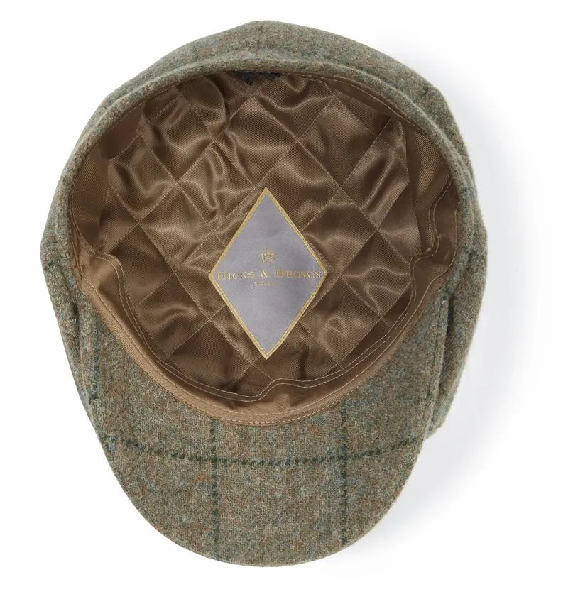 Hicks and Brown Felsham Tweed Baker Boy Cap in Green-2