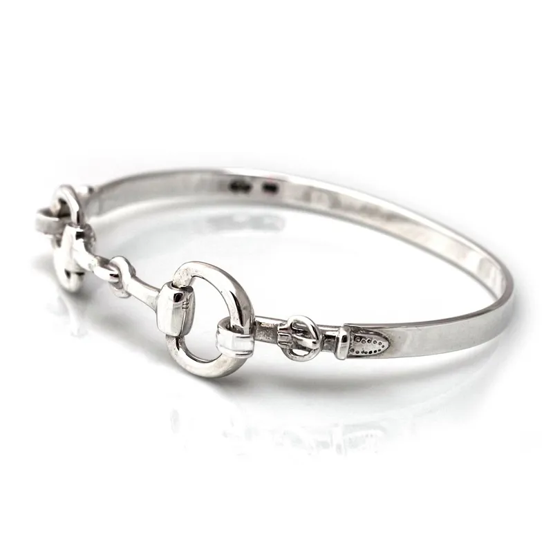 Hiho Silver Exclusive Sterling Silver Detailed Double Snaffle Bangle-1