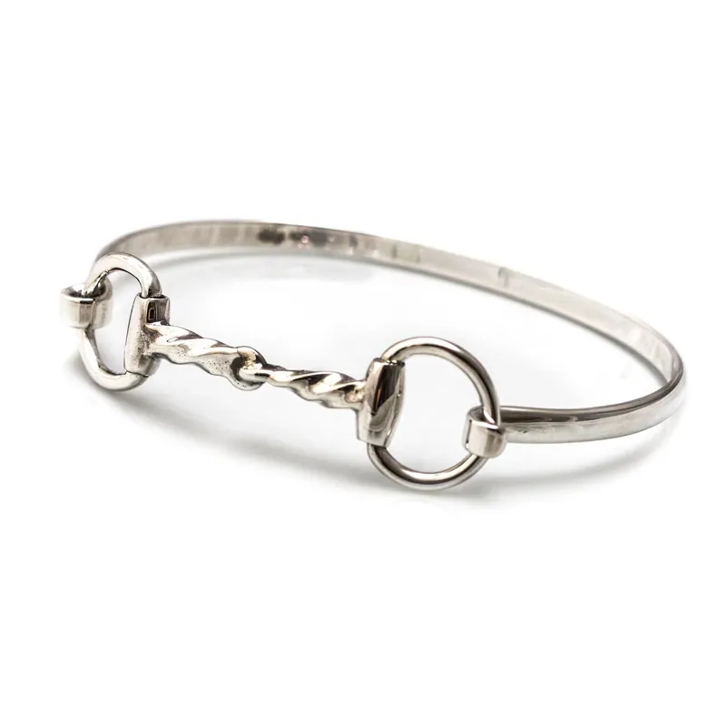 Hiho Silver Jewellery Exclusive Sterling Silver Twisted Snaffle Bangle-1